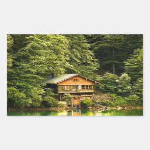 Cabin Lake House Rectangular Sticker