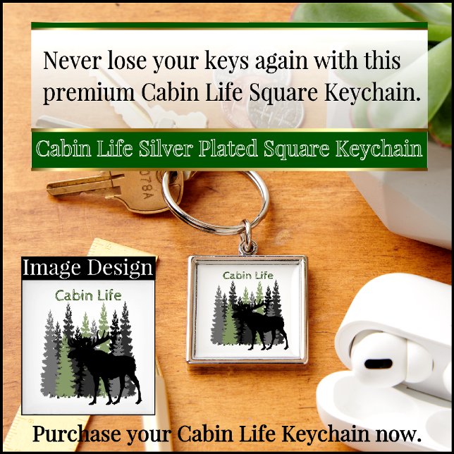 Cabin Life Silver Plated Square Keychain (Creator Uploaded)