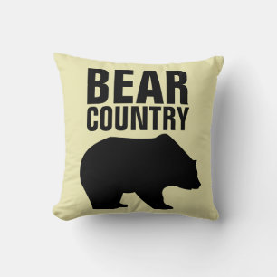 CABIN LODGE DECOR PILLOWS, GRIZZLY BEAR CUSHION