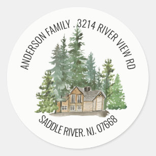 Cabin Mountains   New Home Address Label Sticker