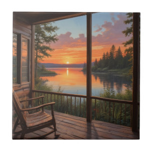 Cabin on the Lake Ceramic Tile