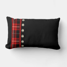 Cabin Red Plaid Moose Hoof  Print Lumbar Pillow