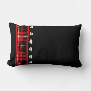 Cabin Red Plaid Moose Hoof  Print Lumbar Pillow