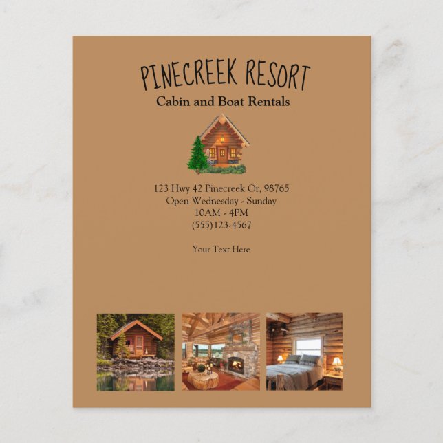 Cabin Resort Vacation Lodge Rental Photo Flyer (Front)