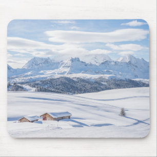 Cabin Retreat Snowscape Dolomites Mouse Pad