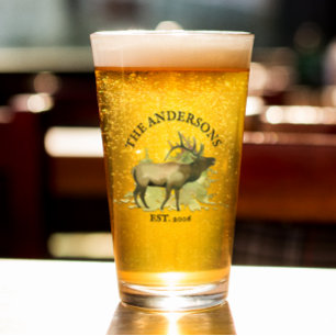 Cabin Rustic Elk wood Personalised Mountain Cabin Glass