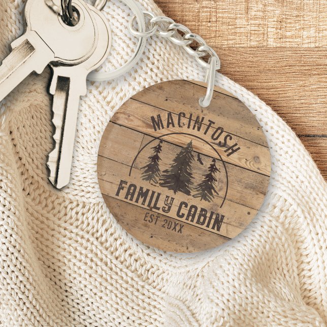 Cabin Rustic Wood Family Name Personalised Key Ring (Creator Uploaded)