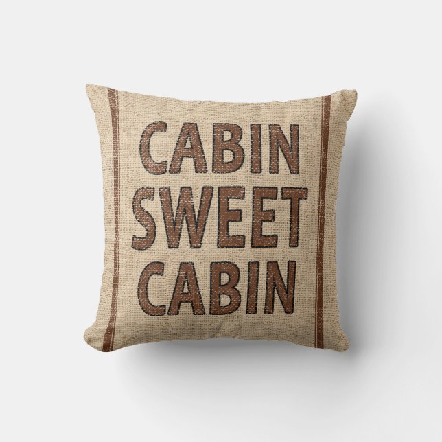 Cabin Sweet Cabin on Flour Sack Cushion (Front)