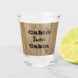 Cabin Sweet Cabin Woodgrain Photo Rustic Nature Shot Glass