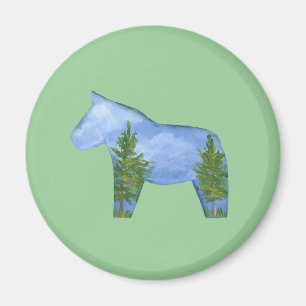 Cabin View Horse Magnet