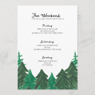 Cabin Weekend Itinerary - Bachelorette Party Weeke Program