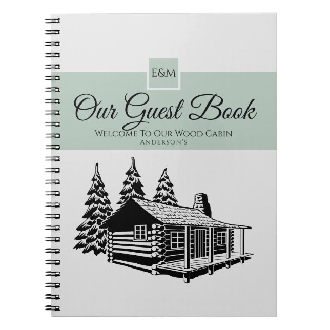 Cabin Welcome Guest Book Rustic Personalised (Front)
