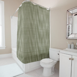 Cabincore Wobbly Gingham Christmas Green Shower Curtain