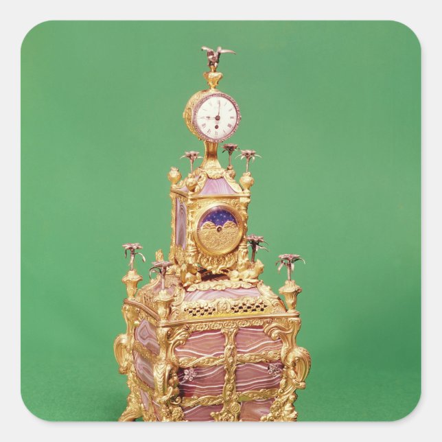 Cabinet clock, c.1766 square sticker (Front)
