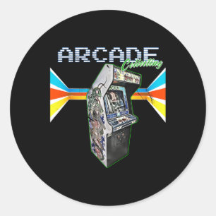 Cabinet Machine 1970 1980 1990 Video Game Collecti Classic Round Sticker