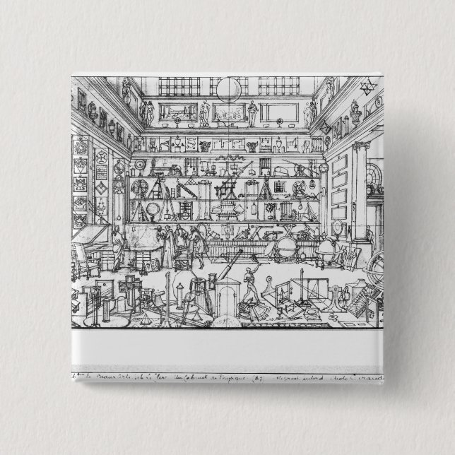 Cabinet of physics, 1687 15 cm square badge (Front)