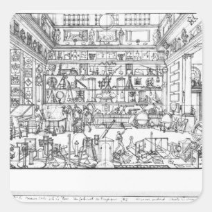 Cabinet of physics, 1687 square sticker