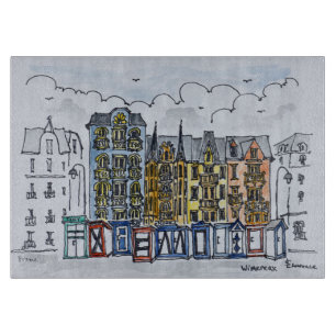 Cabins along the Boardwalk Wimereux, France Cutting Board