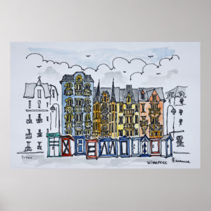 Cabins along the Boardwalk Wimereux, France Poster