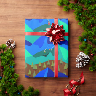 Cabins on Mountains with Trees Wrapping Paper