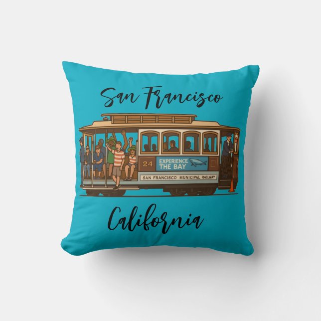 Cable Car Throw Pillow (Front)