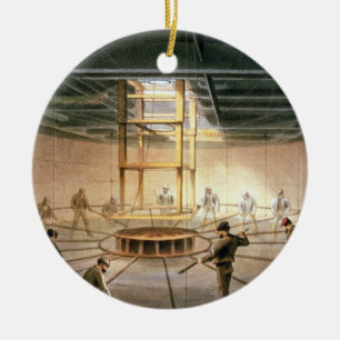 Cable passing out of one of the tanks on board the ceramic ornament