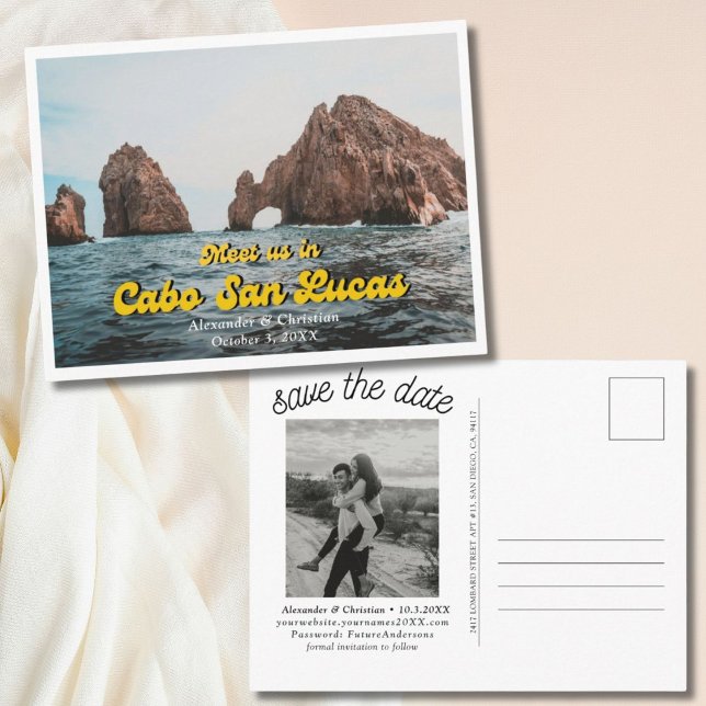 Cabo Destination Wedding Save the Date Postcard (Cabo Wedding Save the Date)