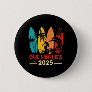 Cabo San Lucas 2025 Trip Tropical Palm Tree Surf S 6 Cm Round Badge