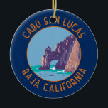 Cabo San Lucas Arch Mexico Retro Distressed Circle Ceramic Ornament<br><div class="desc">Cabo San Lucas in a vector art style. Cabo San Lucas,  a resort city on the southern tip of Mexico’s Baja California peninsula,  is known for its beaches,  water-based activities and nightlife.</div>