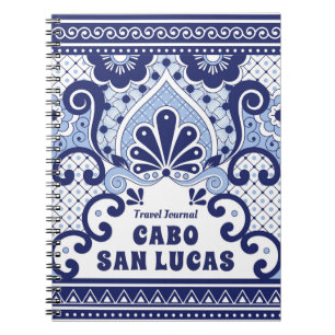 Cabo San Lucas Blue & White Mexican Talavera Tile Notebook