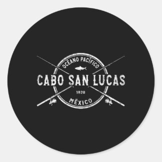 Cabo San Lucas Crossed Fishing Rods Classic Round Sticker