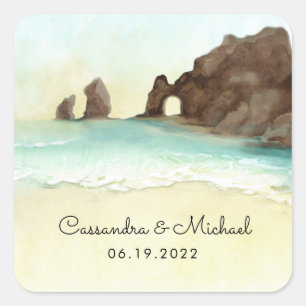 Cabo San Lucas   El Arco   Destination Wedding Rou Square Sticker