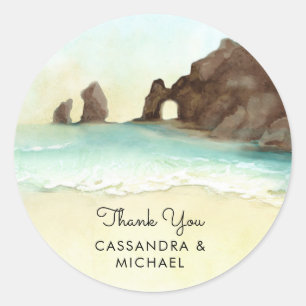 Cabo San Lucas El Arco Thank You Card Classic Ro Round Sticker