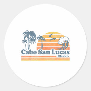 Cabo San Lucas Mexico Beach Summer Vacation Vintag Classic Round Sticker
