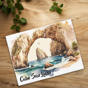 Cabo San Lucas Mexico Beach Watercolor Postcard
