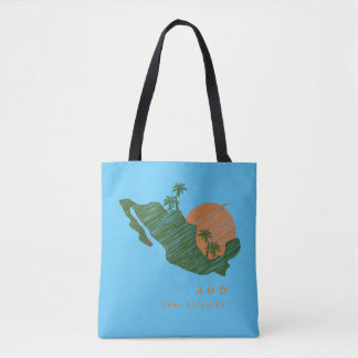 Cabo San Lucas Mexico Navy Map Wedding Welcome Tote Bag
