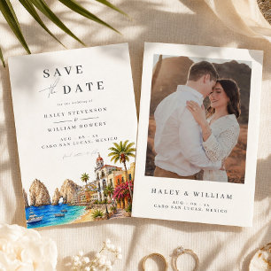 Cabo San Lucas Mexico Watercolor Destination Save The Date
