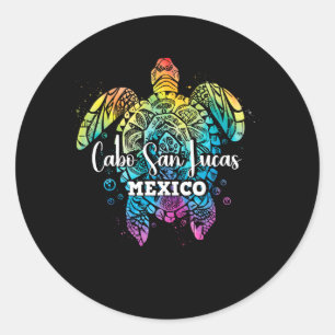 Cabo San Lucas Tie Dye Sea Turtle Matching Family  Classic Round Sticker