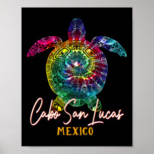Cabo San Lucas Tie Dye Sea Turtle Matching Family  Poster