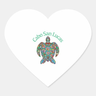 Cabo San Lucas Tribal Turtle Heart Sticker