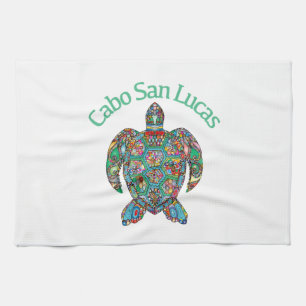 Cabo San Lucas Tribal Turtle Tea Towel
