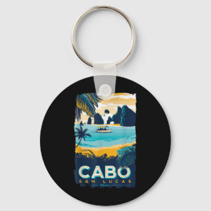 Cabo San Lucas Tropical Beach Mexico Travel Vintag Key Ring