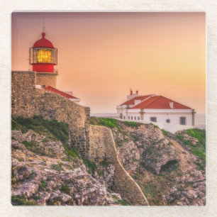 Cabo Sao Vicente At The Sunset   Algarve, Portugal Glass Coaster