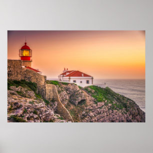 Cabo Sao Vicente At The Sunset Algarve, Portugal Poster
