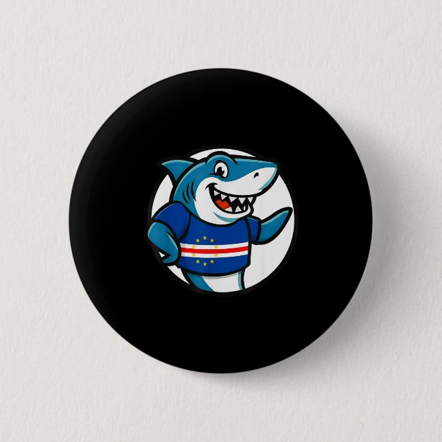 Cabo Verde Flag Shark Funny Cabo Verdean  6 Cm Round Badge (Front)
