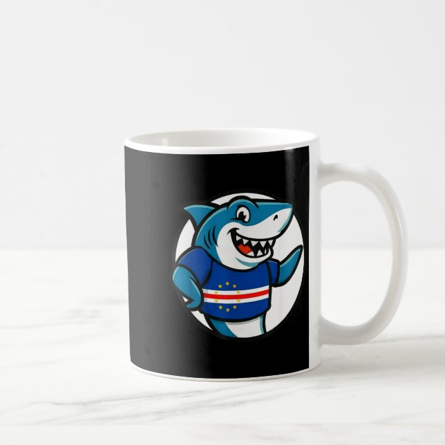 Cabo Verde Flag Shark Funny Cabo Verdean  Coffee Mug (Right)