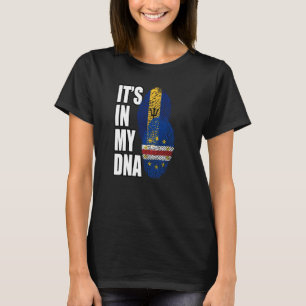 Cabo Verdean And Barbadian Mix DNA Flag Heritage T-Shirt