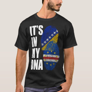 Cabo Verdean And Bosnian Mix DNA Flag Heritage T-Shirt