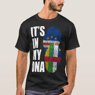 Cabo Verdean And Central African Mix DNA Flag Heri T-Shirt