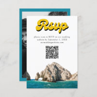 Cabo Wedding Invite Retro RSVP QR Code Enclosure